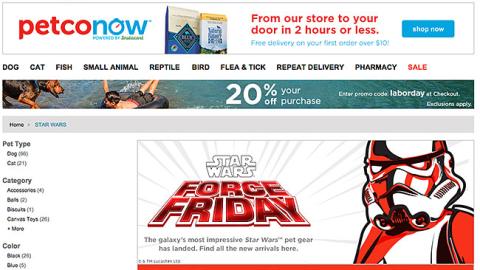 Petco Star Wars 'Force Friday' E-Commerce Shop