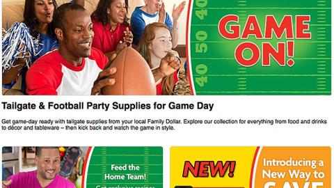 Family Dollar 'Game On' Web Page