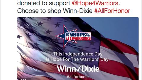 Winn-Dixie 'Hope for the Warriors' Day' Twitter Update