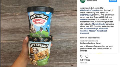 Whole Foods Ben & Jerry's 'Get Excited' Instagram Update