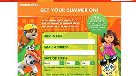 Family Dollar Nickelodeon 'Get Your Summer On' Web Page