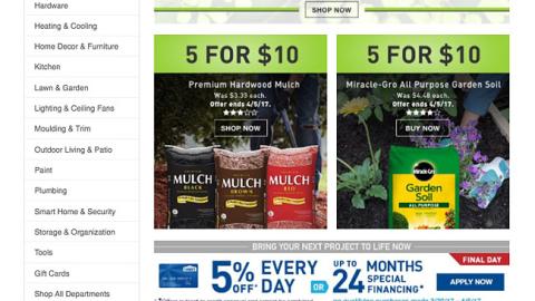 Lowe's 'Spring Black Friday' Home Page Ads