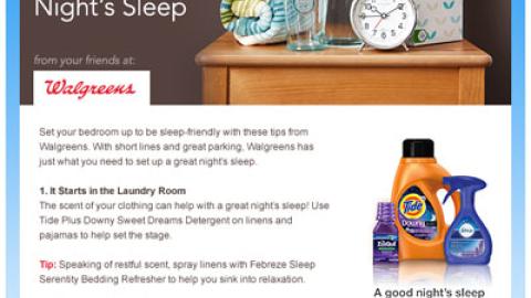 P&G Walgreens 'Good Night's Sleep' Email