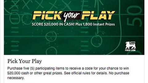 Food Lion 'Pick Your Play' Facebook Update
