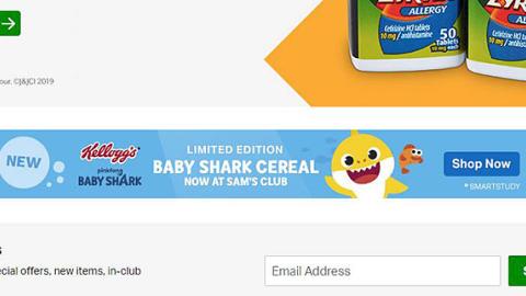 Sam's Club Kellogg's Baby Shark Cereal Display Ad
