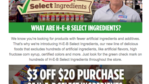 H-E-B Select Ingredients Email