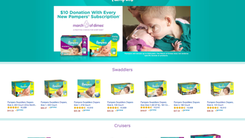 Pampers Amazon Donation Landing Page
