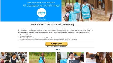 Amazon Unicef Donation Page