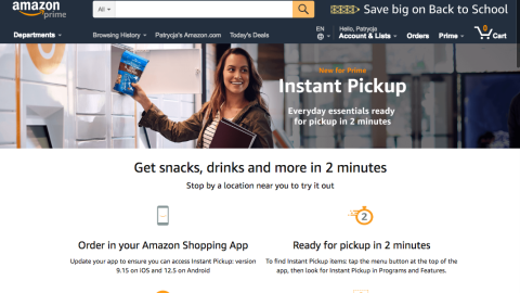 Amazon 'Instant Pickup' Page