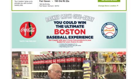 Shaw's Coca-Cola 'Basket Catch Give-Away' Web Page
