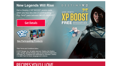 Kellogg's 'Destiny 2' Incentive Email Ad