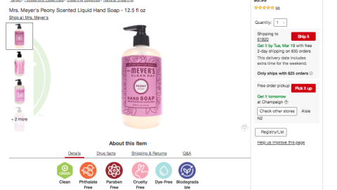Target Mrs. Meyer's Hand Soap E-Commerce Page