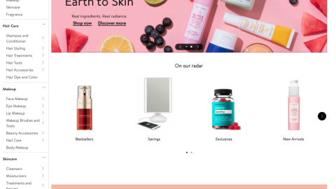 Walmart Earth to Skin Beauty Category Carousel Ad