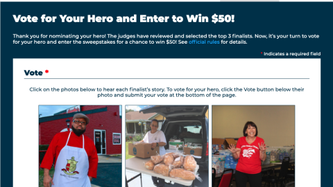 Sparkling Ice 'Cheers to Heroes' Voting Web Page