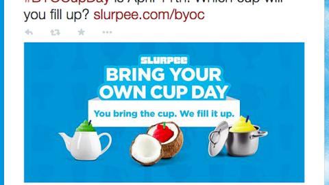 7-Eleven Slurpee 'Bring Your Own Cup Day' Tweet