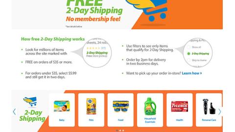 Walmart 'Free 2-Day Shipping' Landing Page