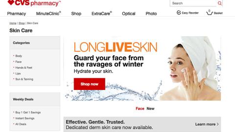 CVS 'Long Live Skin' Landing Page