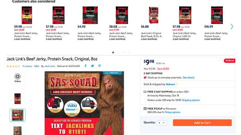 Walmart Jack Link's 'Sas-Squad' Product Page Ad