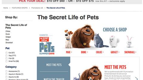 PetSmart 'The Secret Life of Pets' E-Commerce Shop