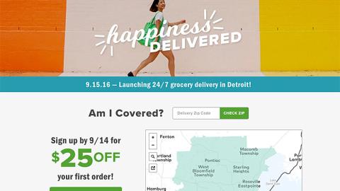 Shipt Meijer 'Happiness Delivered' Web Page