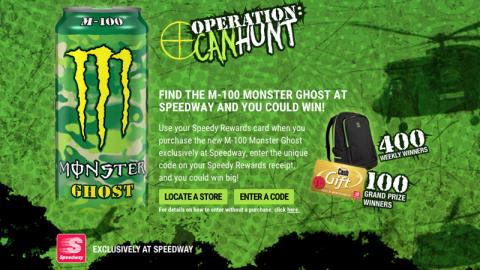 Speedway Monster 'Operation CanHunt' Mobile Entry Page