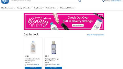 Kroger 'Summer Beauty Event' Web Page