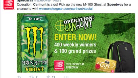 Speedway Monster 'CanHunt' Tweet