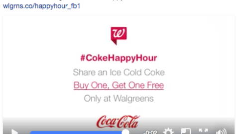 Walgreens Coca-Cola '#CokeHappyHour' Facebook Update
