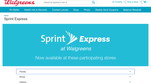 Walgreens.com 'Sprint Express' Landing Page