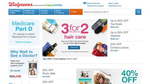 Walgreens.com '3 for 2' Hair Care Feature