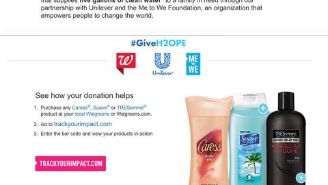 Walgreens Unilever 'Give H2OPE' Landing Page