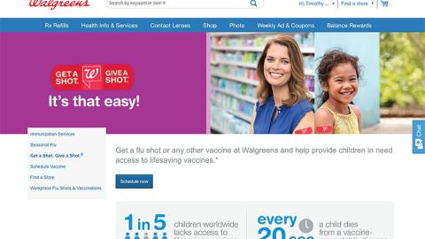 Walgreens 'Get a Shot. Give a Shot' Landing Page