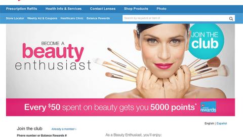 Walgreens.com 'Beauty Enthusiast' Landing Page