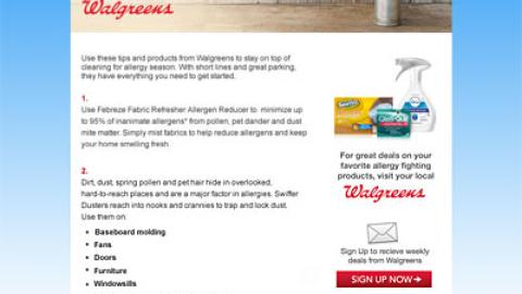 P&G Walgreens 'Allergy Season' Email