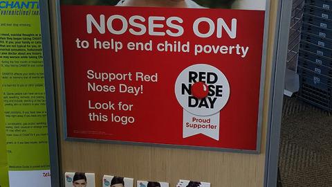 Walgreens 'Red Nose Day' Stanchion Sign