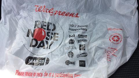 Walgreens 'Red Nose Day' Plastic Shopping Bag