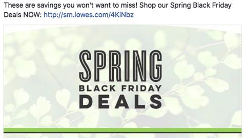 Lowe's 'Spring Black Friday' Facebook Update
