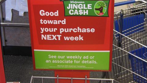 Walgreens 'Jingle Cash' Incentive Rack Sign
