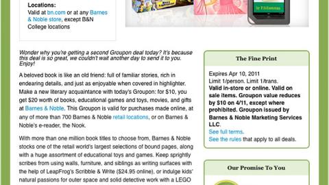 Barnes & Noble Groupon Email