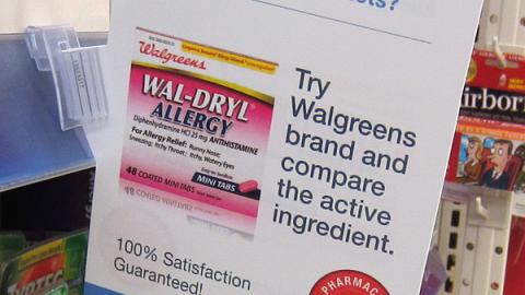 Walgreens 'Compare to Benadryl' Shelf Talker