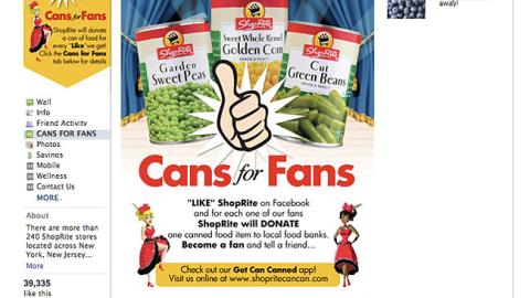 ShopRite 'Cans for Fans' Facebook Page