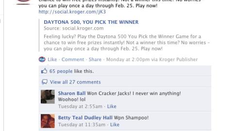 Kroger 'You Pick the Winner' Facebook Post