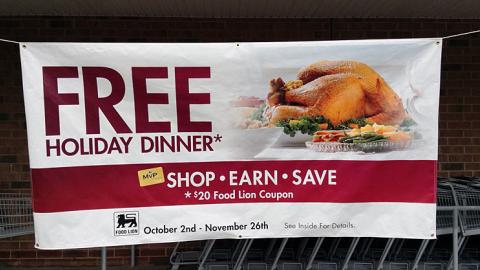 Food Lion 'Free Holiday Dinner' Banner