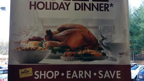 Food Lion 'Free Holiday Dinner' Window Poster