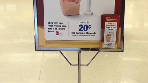 Dominick's Mobil 'Save at the Pump' Stanchion