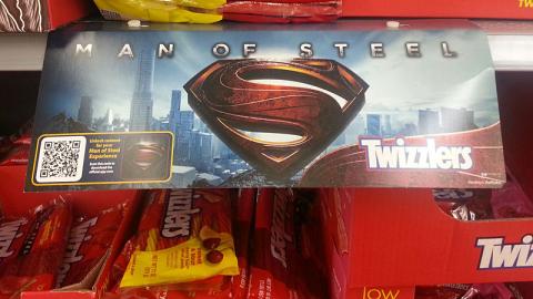 Twizzlers Walmart 'Man of Steel' Shelf Sign