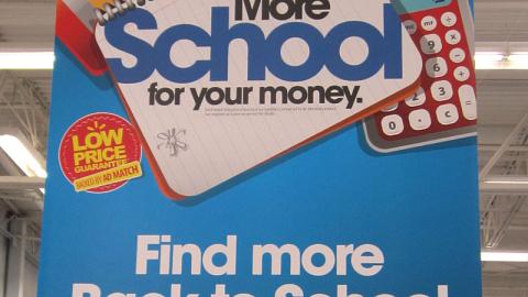Walmart 'More School for Your Money' Ceiling Sign