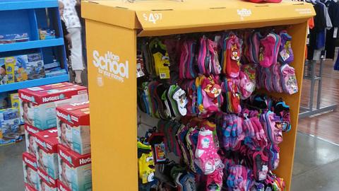 Walmart 'More School' Sock Pallet Display