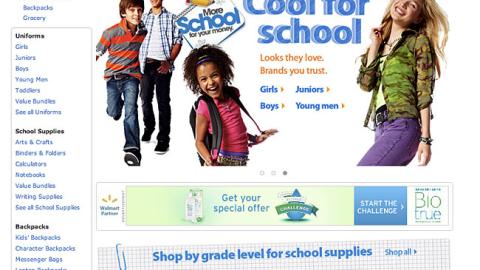 Walmart.com 'Back to School' Landing Page