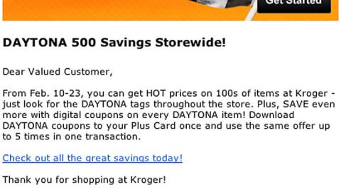 Kroger 'Fast Track to Savings' Email